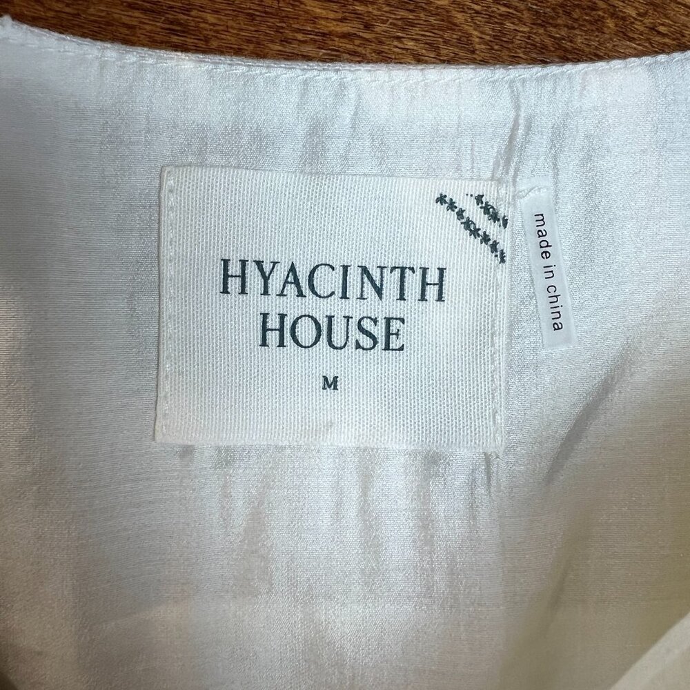 Hyacinth House Tuckernuck Mini Dress Womens Medium‎ Ivory Linen Cotton Lace Up M - Picture 11 of 16